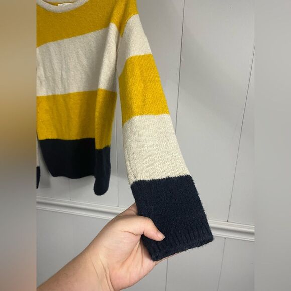 C&C California Yellow/White/Navy Striped Wool Blend Sweater Size XS - Picture 3 of 6